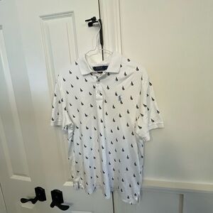 Ralph Lauren White Sailboat Pattern Polo Shirt